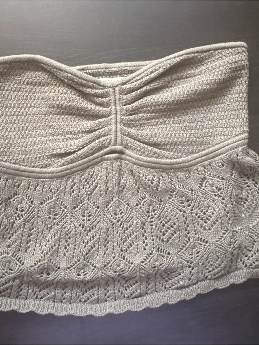 American Eagle Outfitters Taupe Knit Openwork Sweater